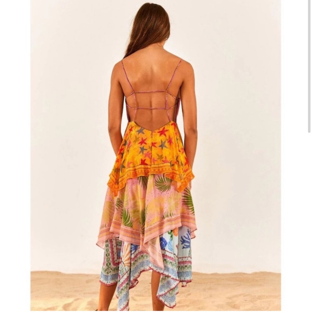 🥭FARM Rio Mixed Scarves Midi Dress - Picture 3 of 10